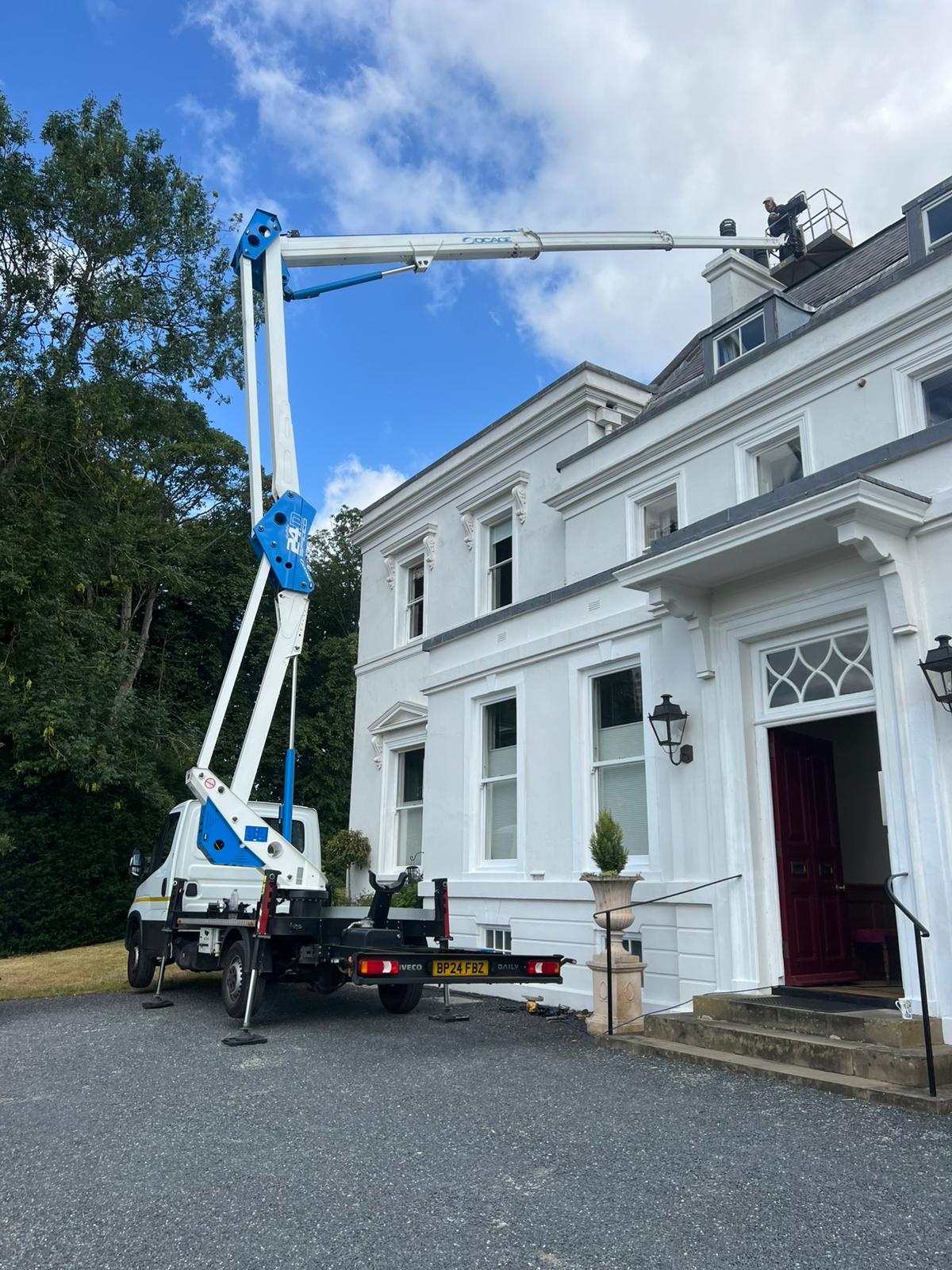 Chimney repair from cherry picker in Royal Leamington Spa